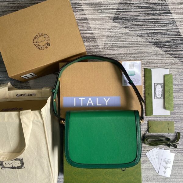 1:1 Replica Gucci Horsebit 1955 Shoulder Bag Green For Women, Women's Bags 9.8in/25cm GG