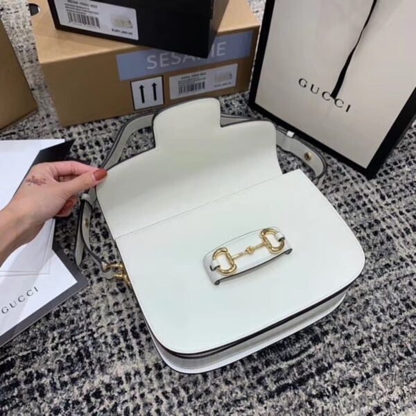 1:1 Replica Gucci Horsebit 1955 Shoulder Bag White For Women 9.8in/25cm GG ‎602204 1DB0G 9022