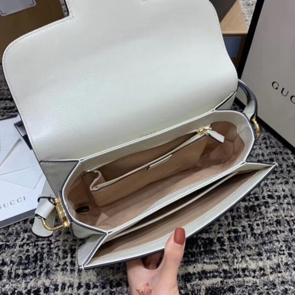 1:1 Replica Gucci Horsebit 1955 Shoulder Bag White For Women 9.8in/25cm GG ‎602204 1DB0G 9022