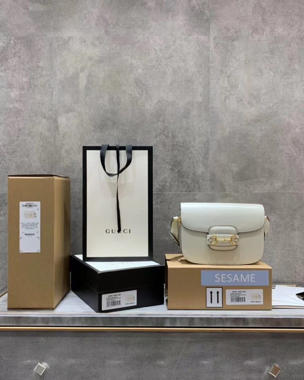 1:1 Replica Gucci Horsebit 1955 Shoulder Bag White For Women 9.8in/25cm GG ‎602204 1DB0G 9022