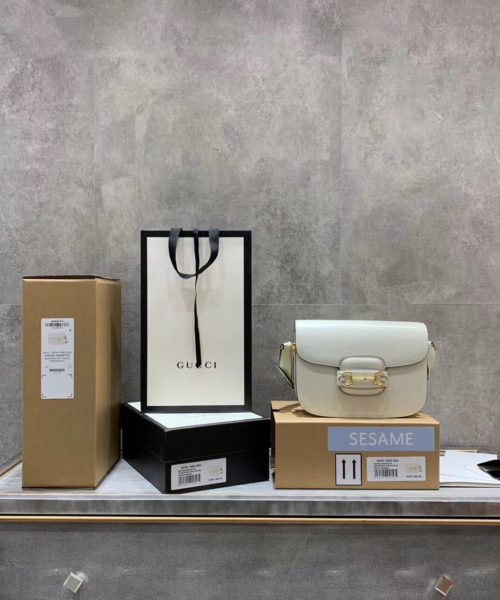 1:1 Replica Gucci Horsebit 1955 Shoulder Bag White For Women 9.8in/25cm GG ‎602204 1DB0G 9022
