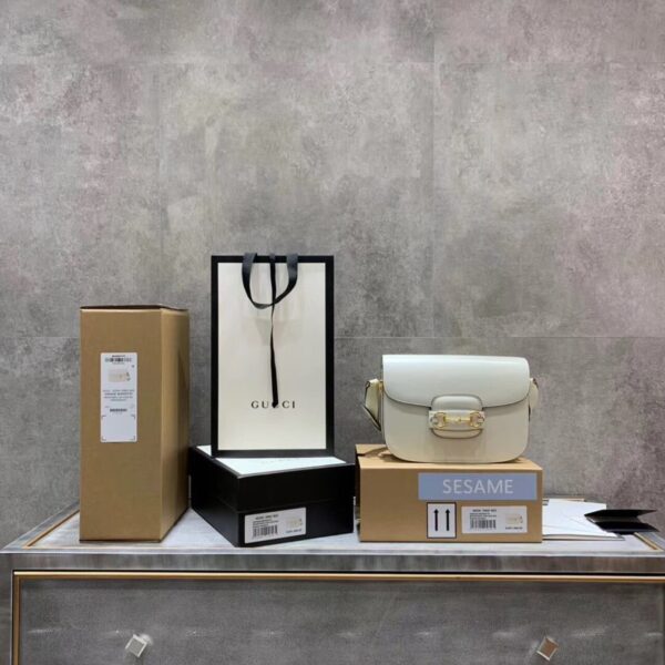 1:1 Replica Gucci Horsebit 1955 Shoulder Bag White For Women 9.8in/25cm GG ‎602204 1DB0G 9022