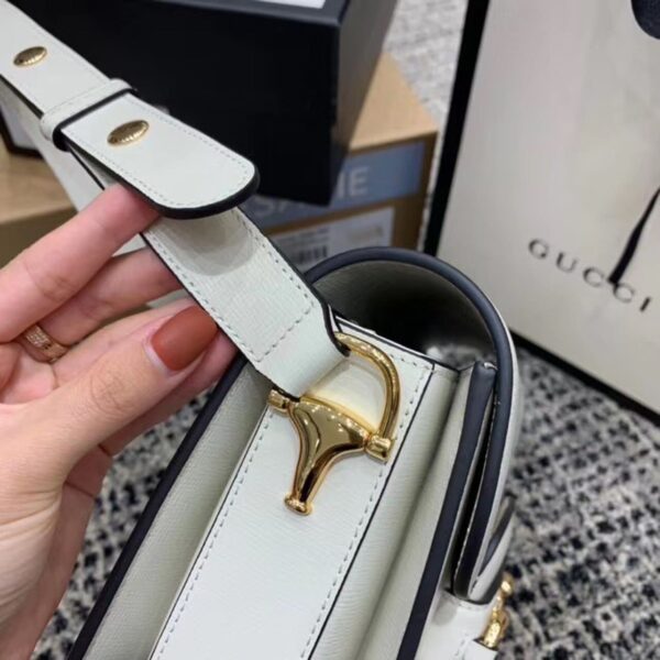 1:1 Replica Gucci Horsebit 1955 Shoulder Bag White For Women 9.8in/25cm GG ‎602204 1DB0G 9022