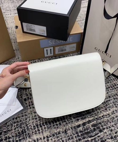 1:1 Replica Gucci Horsebit 1955 Shoulder Bag White For Women 9.8in/25cm GG ‎602204 1DB0G 9022