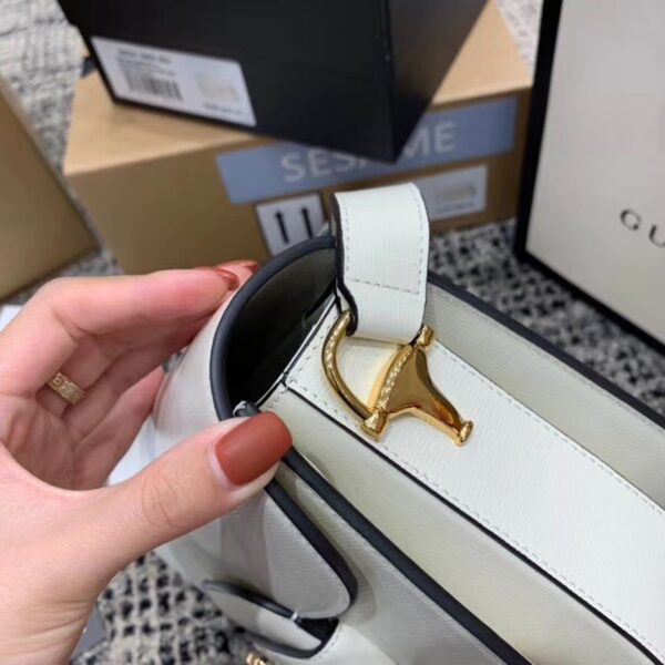 1:1 Replica Gucci Horsebit 1955 Shoulder Bag White For Women 9.8in/25cm GG ‎602204 1DB0G 9022