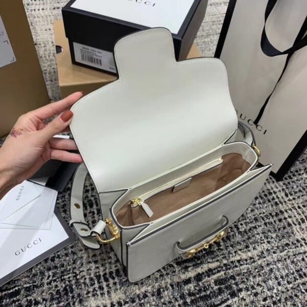1:1 Replica Gucci Horsebit 1955 Shoulder Bag White For Women 9.8in/25cm GG ‎602204 1DB0G 9022