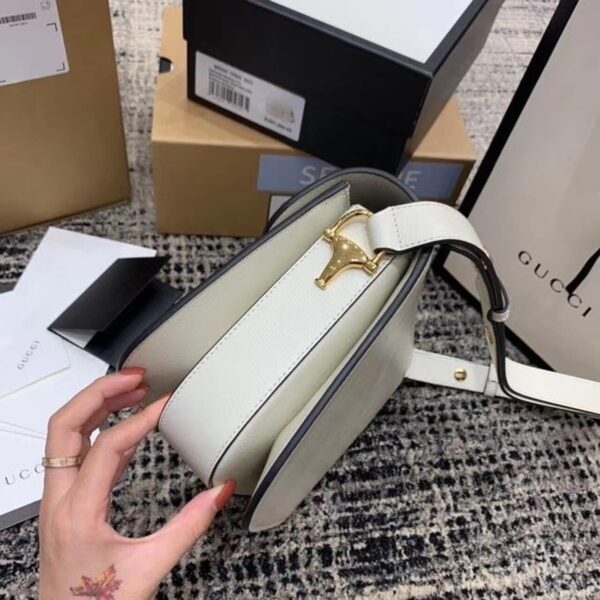 1:1 Replica Gucci Horsebit 1955 Shoulder Bag White For Women 9.8in/25cm GG ‎602204 1DB0G 9022