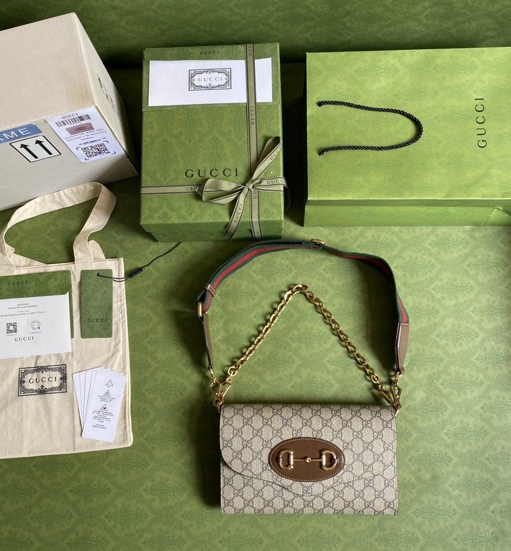 1:1 Replica Gucci Horsebit 1955 Small Bag Beige For Women 10.2in/26cm GG