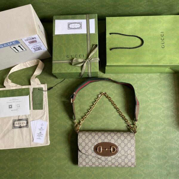 1:1 Replica Gucci Horsebit 1955 Small Bag Beige For Women 10.2in/26cm GG