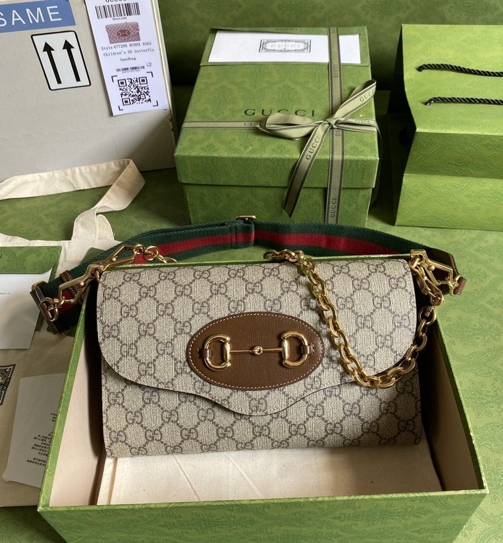 1:1 Replica Gucci Horsebit 1955 Small Bag Beige For Women 10.2in/26cm GG