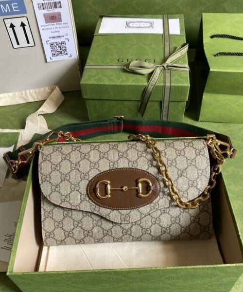 1:1 Replica Gucci Horsebit 1955 Small Bag Beige For Women 10.2in/26cm GG
