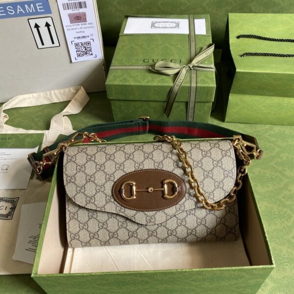 1:1 Replica Gucci Horsebit 1955 Small Bag Beige For Women 10.2in/26cm GG