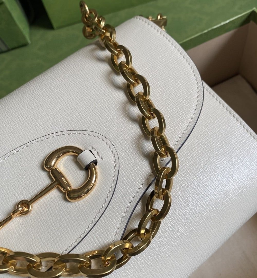 1:1 Replica Gucci Horsebit 1955 Small Bag White For Women 10.2in/26cm GG ‎677286 18YSX 9068