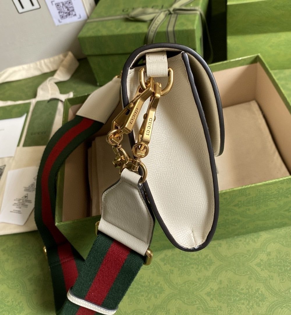 1:1 Replica Gucci Horsebit 1955 Small Bag White For Women 10.2in/26cm GG ‎677286 18YSX 9068