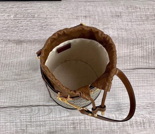 1:1 Replica Gucci Horsebit 1955 Small Bucket Bag In GG Supreme Canvas Brown For Women 7.5in/19cm GG 637115 92TPG 8563