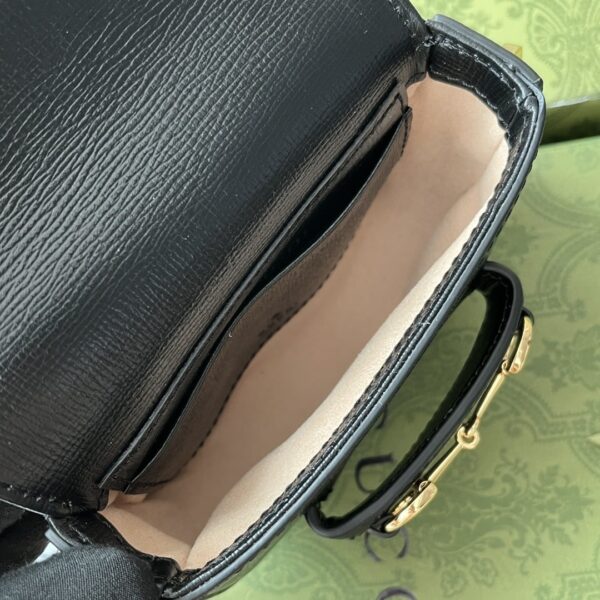 1:1 Replica Gucci Horsebit 1955 Strap Wallet Black For Women, Women's Bags 4.7in/12cm GG 699760 18YSG 1060