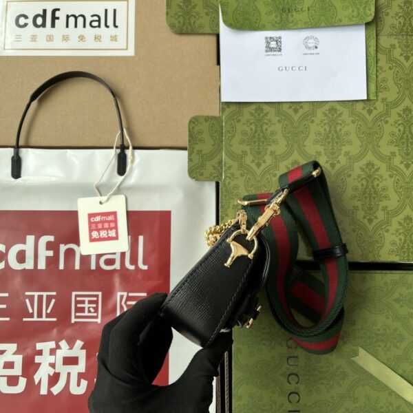 1:1 Replica Gucci Horsebit 1955 Strap Wallet Black For Women, Women's Bags 4.7in/12cm GG 699760 18YSG 1060