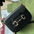1:1 Replica Gucci Horsebit 1955 Strap Wallet Black For Women, Women's Bags 4.7in/12cm GG 699760 18YSG 1060