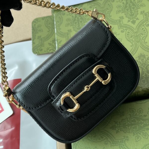 1:1 Replica Gucci Horsebit 1955 Strap Wallet Black For Women, Women's Bags 4.7in/12cm GG 699760 18YSG 1060