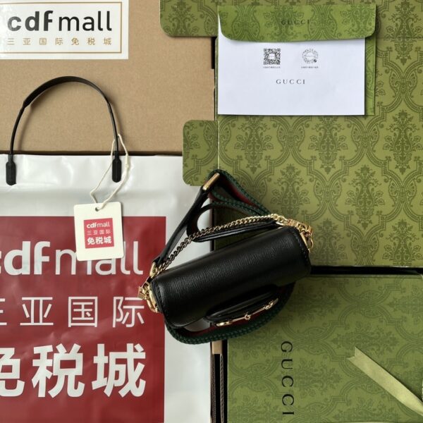 1:1 Replica Gucci Horsebit 1955 Strap Wallet Black For Women, Women's Bags 4.7in/12cm GG 699760 18YSG 1060
