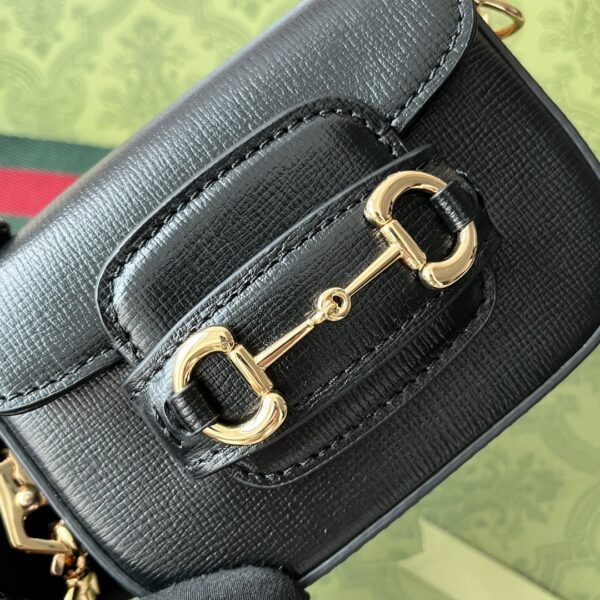 1:1 Replica Gucci Horsebit 1955 Strap Wallet Black For Women, Women's Bags 4.7in/12cm GG 699760 18YSG 1060