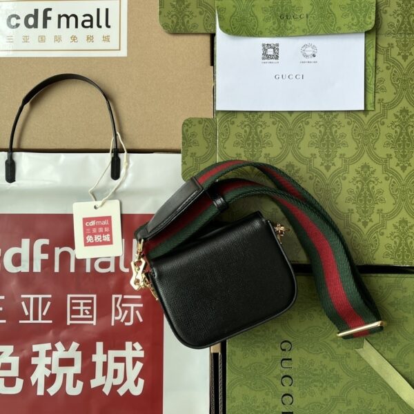 1:1 Replica Gucci Horsebit 1955 Strap Wallet Black For Women, Women's Bags 4.7in/12cm GG 699760 18YSG 1060