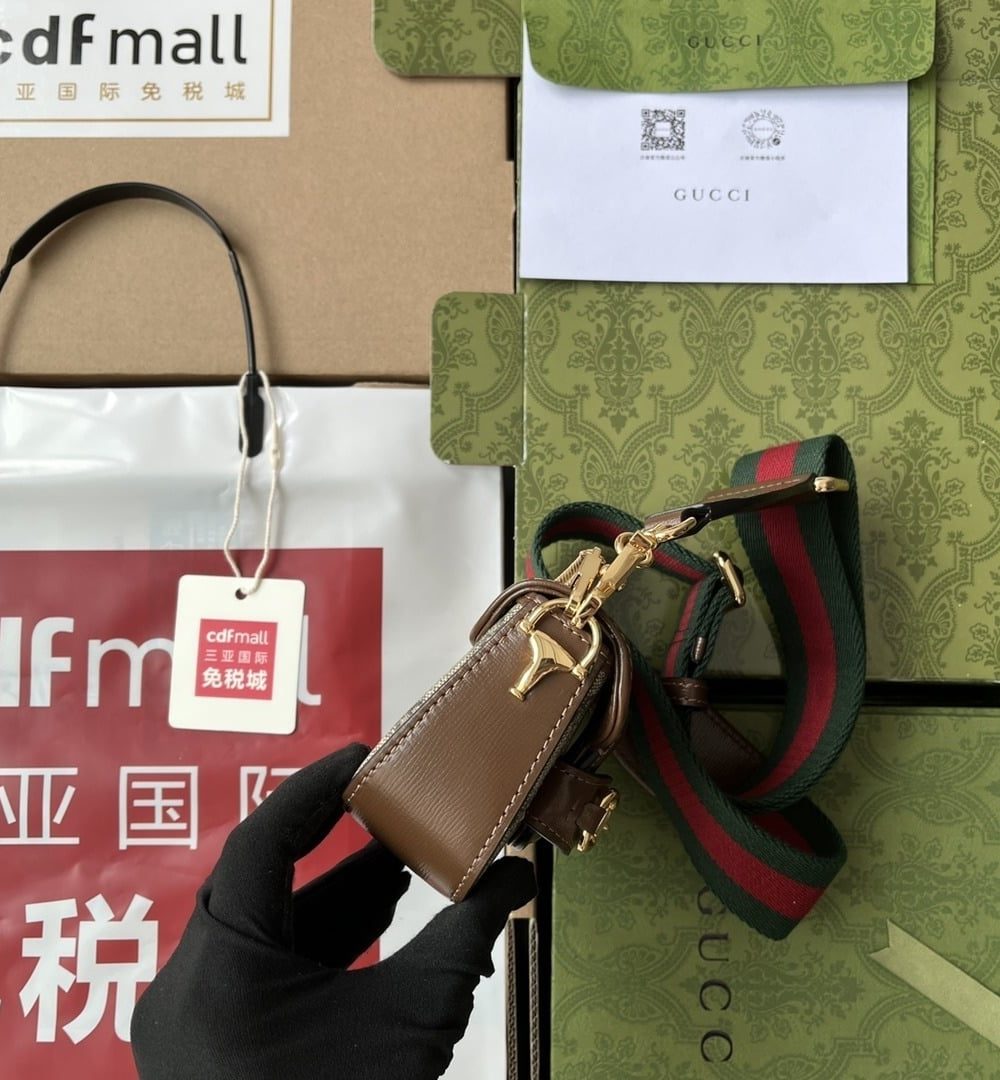 1:1 Replica Gucci Horsebit 1955 Strap Wallet Brown For Women, Women's Bags 4.7in/12cm GG ‎699760 HUHHG 8565