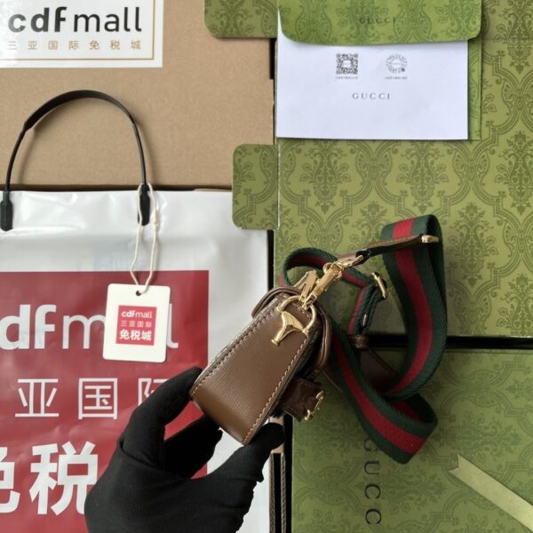 1:1 Replica Gucci Horsebit 1955 Strap Wallet Brown For Women, Women's Bags 4.7in/12cm GG ‎699760 HUHHG 8565