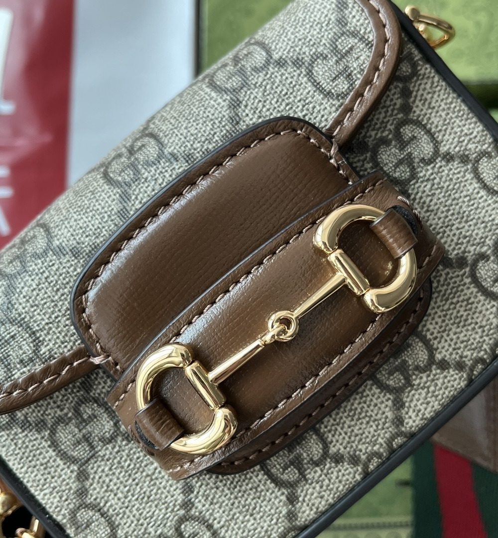 1:1 Replica Gucci Horsebit 1955 Strap Wallet Brown For Women, Women's Bags 4.7in/12cm GG ‎699760 HUHHG 8565