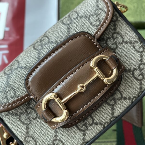 1:1 Replica Gucci Horsebit 1955 Strap Wallet Brown For Women, Women's Bags 4.7in/12cm GG ‎699760 HUHHG 8565
