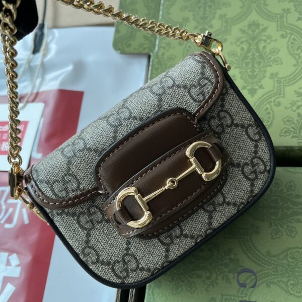 1:1 Replica Gucci Horsebit 1955 Strap Wallet Brown For Women, Women's Bags 4.7in/12cm GG ‎699760 HUHHG 8565