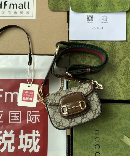 1:1 Replica Gucci Horsebit 1955 Strap Wallet Brown For Women, Women's Bags 4.7in/12cm GG ‎699760 HUHHG 8565