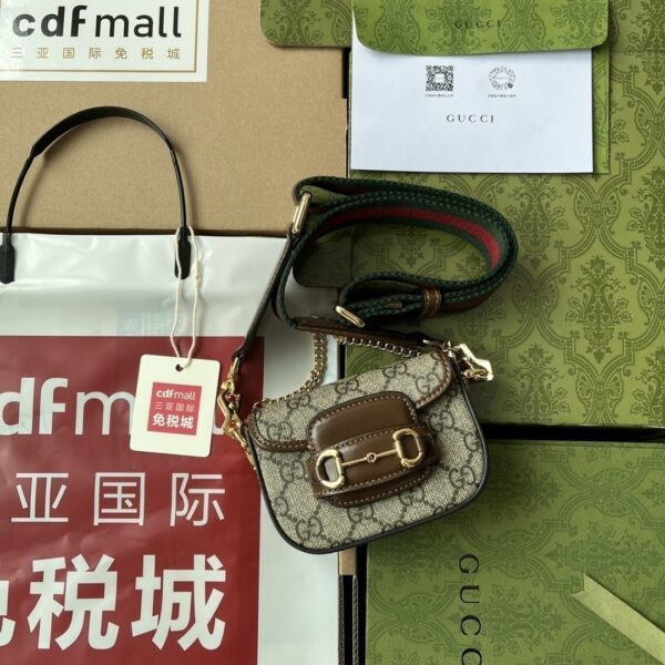 1:1 Replica Gucci Horsebit 1955 Strap Wallet Brown For Women, Women's Bags 4.7in/12cm GG ‎699760 HUHHG 8565