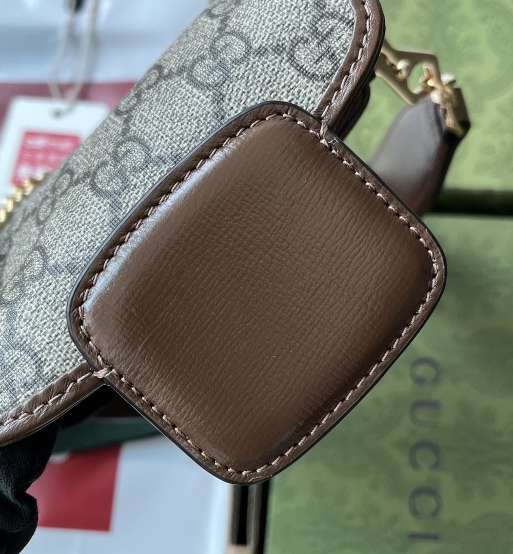 1:1 Replica Gucci Horsebit 1955 Strap Wallet Brown For Women, Women's Bags 4.7in/12cm GG ‎699760 HUHHG 8565