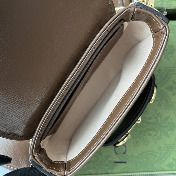 1:1 Replica Gucci Horsebit 1955 Strap Wallet Brown For Women, Women's Bags 4.7in/12cm GG ‎699760 HUHHG 8565