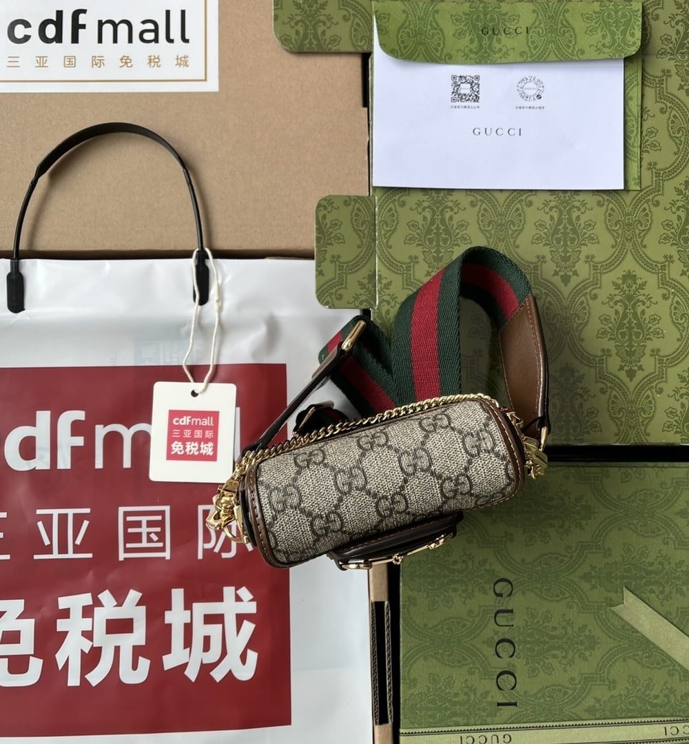 1:1 Replica Gucci Horsebit 1955 Strap Wallet Brown For Women, Women's Bags 4.7in/12cm GG ‎699760 HUHHG 8565