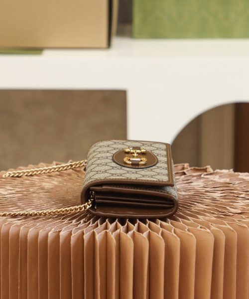 1:1 Replica Gucci Horsebit 1955 Wallet With Chain 19cm Beige