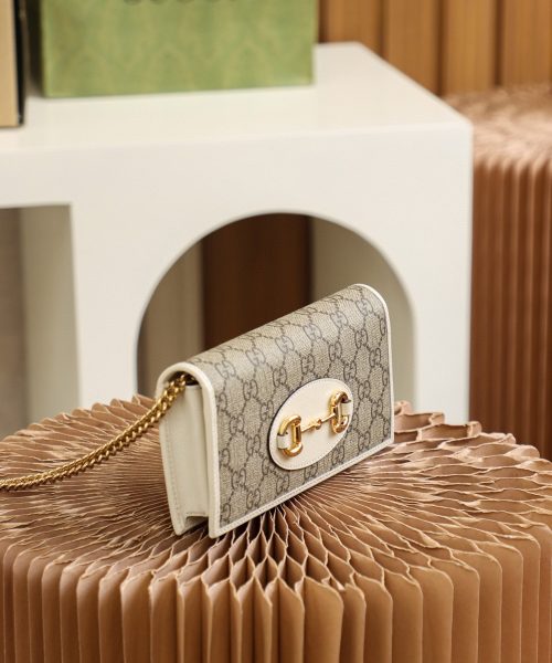 1:1 Replica Gucci Horsebit 1955 Wallet With Chain 19cm Beige