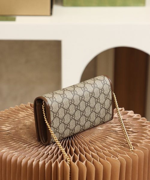 1:1 Replica Gucci Horsebit 1955 Wallet With Chain 19cm Beige