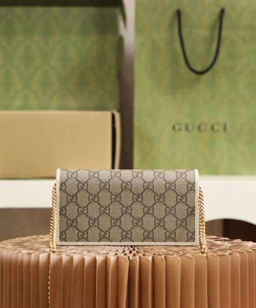 1:1 Replica Gucci Horsebit 1955 Wallet With Chain 19cm Beige