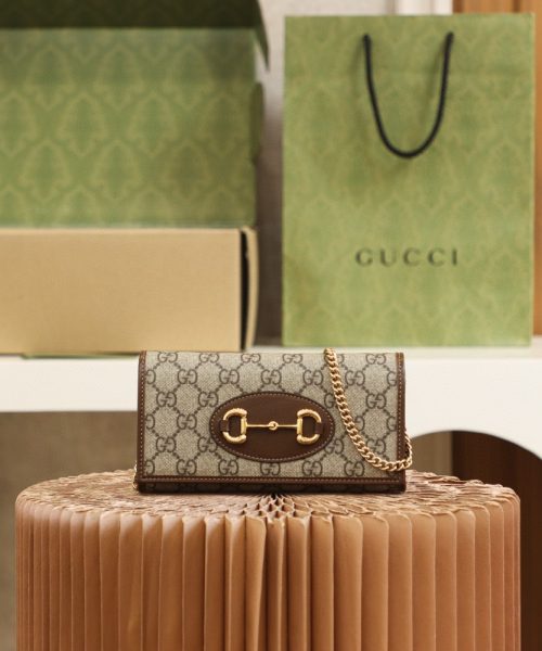 1:1 Replica Gucci Horsebit 1955 Wallet With Chain 19cm Beige