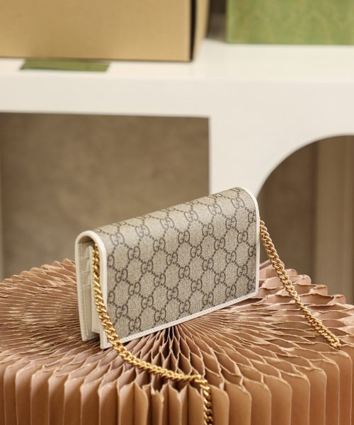 1:1 Replica Gucci Horsebit 1955 Wallet With Chain 19cm Beige