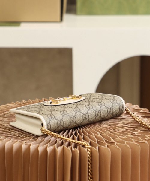 1:1 Replica Gucci Horsebit 1955 Wallet With Chain 19cm Beige