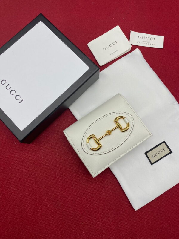 Gucci Horsebit 1955 White Card Case Women's Wallet 11cm/4.3in GG ‎621887 0YK0G 9022
