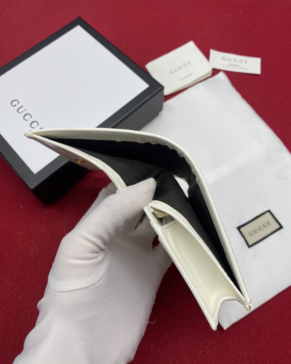 1:1 Replica Gucci Horsebit 1955 White Card Case Women's Wallet 11cm/4.3in GG 621887 0YK0G 9022