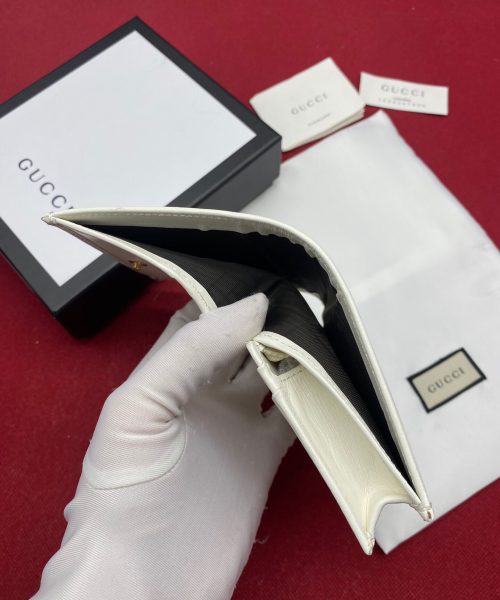 1:1 Replica Gucci Horsebit 1955 White Card Case Women's Wallet 11cm/4.3in GG ‎621887 0YK0G 9022