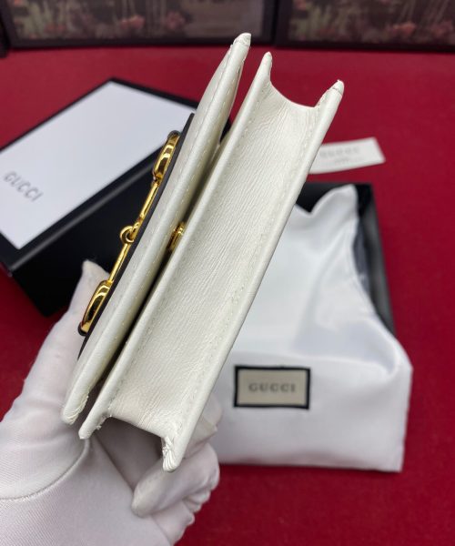 1:1 Replica Gucci Horsebit 1955 White Card Case Women's Wallet 11cm/4.3in GG ‎621887 0YK0G 9022