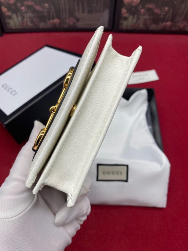 Gucci Horsebit 1955 White Card Case Women's Wallet 11cm/4.3in GG ‎621887 0YK0G 9022