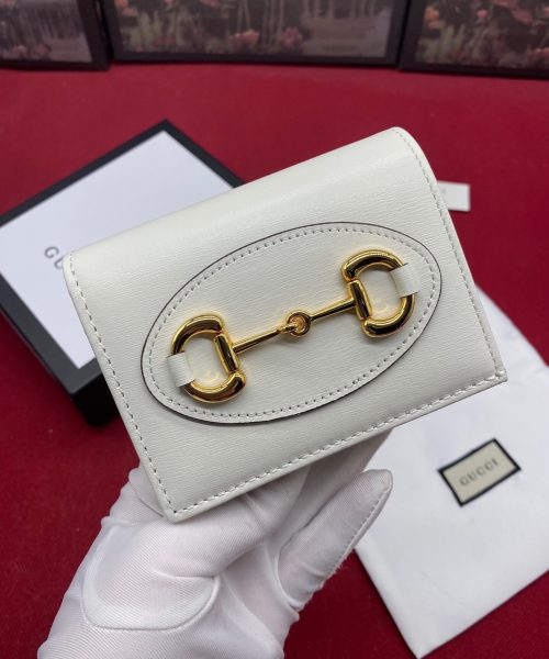 1:1 Replica Gucci Horsebit 1955 White Card Case Women's Wallet 11cm/4.3in GG ‎621887 0YK0G 9022
