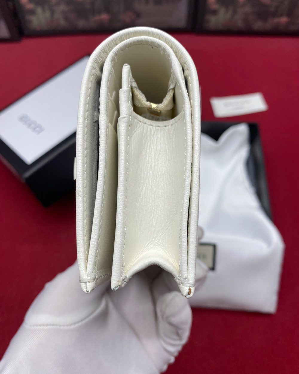 1:1 Replica Gucci Horsebit 1955 White Card Case Women's Wallet 11cm/4.3in GG 621887 0YK0G 9022